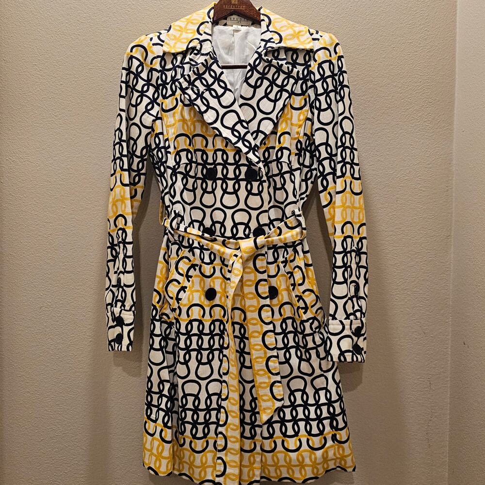 Studio JPR Women's Yellow Navy Trench Coat Size Small